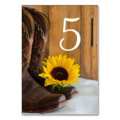 Country Sunflower Western Hochzeit Tischnummern (Rückseite)