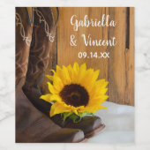 Country Sunflower Western Hochzeit Weinetikett (Einzelnes Label)