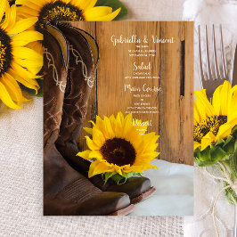 Country Sunflower Western Hochzeitmenü