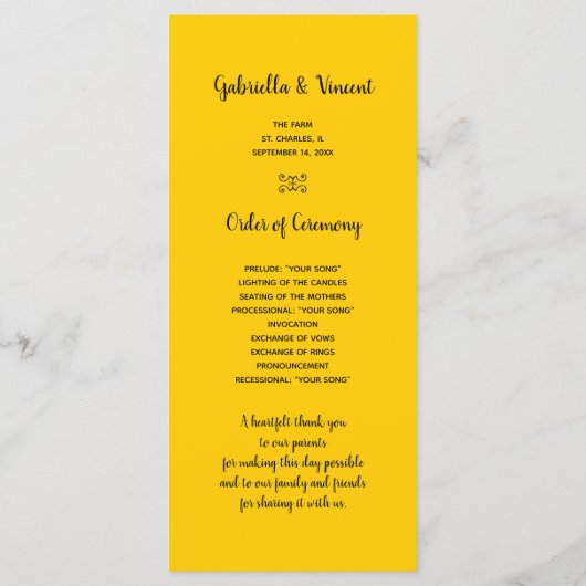 Country Sunflower Western Hochzeitsprogramm Programm (Rückseite)