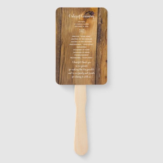 Country Sunflower Western Hochzeitsprogramme Fächer (Rückseite)