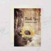 Country Sunflower Western Hochzeitwasser Dankeskarte (Vorne/Hinten)