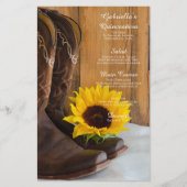 Country Sunflower Western Quinceañera Party Menü (Vorderseite)