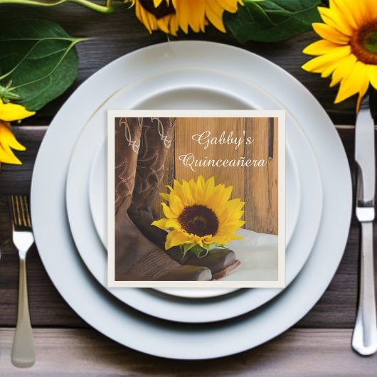 Country Sunflower Western Quinceañera Serviette