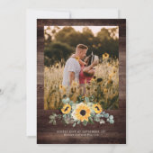 Country Sunflower Wood Foto Hochzeit Einladung (Rückseite)
