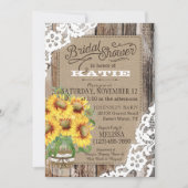 Country Sunflower Wood Lace Rustikales Brautparty Einladung (Vorderseite)
