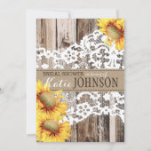 Country Sunflower Wood Lace Rustikales Brautparty Einladung (Rückseite)