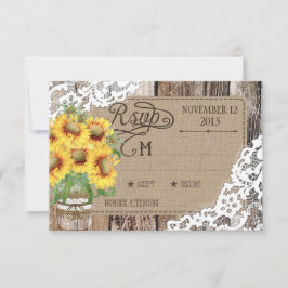 Country Sunflower Woods Lace Rustic RSVP Card