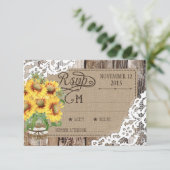 Country Sunflower Woods Lace Rustic RSVP Card (Stehend Vorderseite)