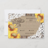 Country Sunflower Woods Lace Rustic RSVP Card (Vorderseite)