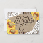 Country Sunflower Woods Lace Rustic RSVP Card (Rückseite)