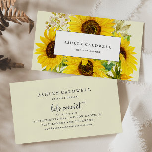 Country Sunflower   Yellow Business Card Visitenkarte