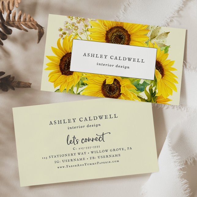 Country Sunflower | Yellow Business Card Visitenkarte