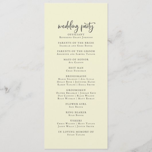 Country Sunflower | Yellow Wedding Program Programm (Rückseite)