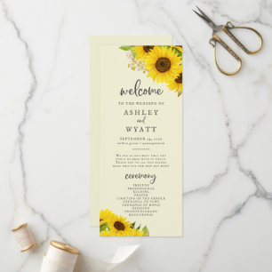 Country Sunflower   Yellow Wedding Program Programm