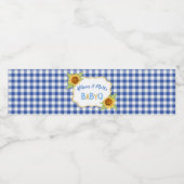 Country Sunflowers Blue Gingham Karo BabyQ GRILLEN Wasserflaschenetikett (Einzelnes Label)