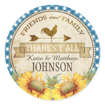 Country Sunflowers Blue Gingham Karo Vielen Dank