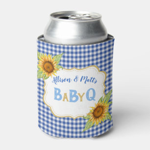 Country Sunflowers Blue Karo GRILLEN BabyQ Dosenkühler