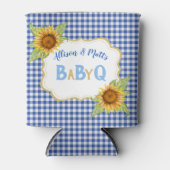 Country Sunflowers Blue Karo GRILLEN BabyQ Dosenkühler (Vorderseite)