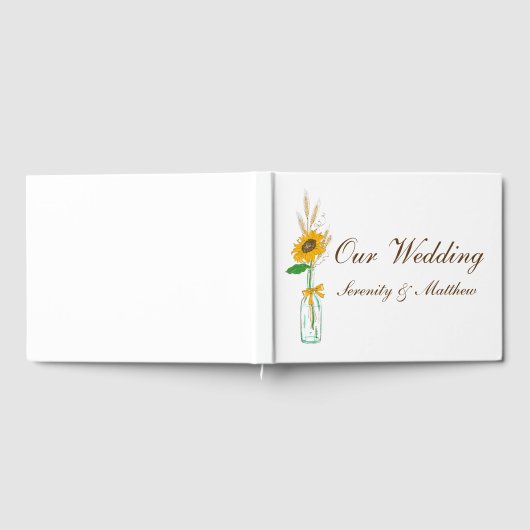 Country Sunflowers Boho Yellow Floral Wedding Gästebuch (Voll)
