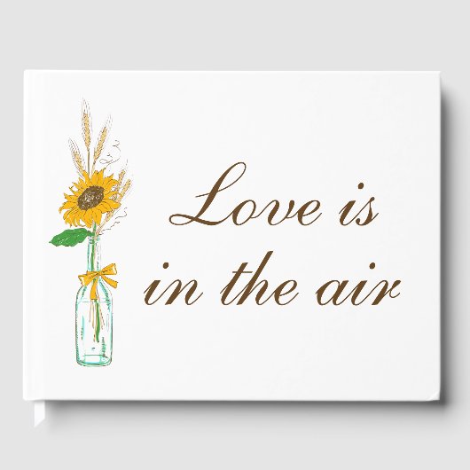 Country Sunflowers Boho Yellow Floral Wedding Gästebuch (Vorderseite)