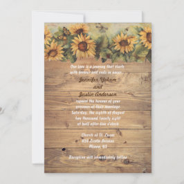 Country Sunflowers & Butterflies Hochzeit Einladung