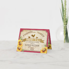 Country Sunflowers Gingham Check Rustic Thank You Dankeskarte