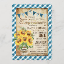 Country Sunflowers Gingham Karo Boy Baby Shower
