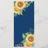 Country Sunflowers Navy Blue Wedding Menu Menükarte (Rückseite)