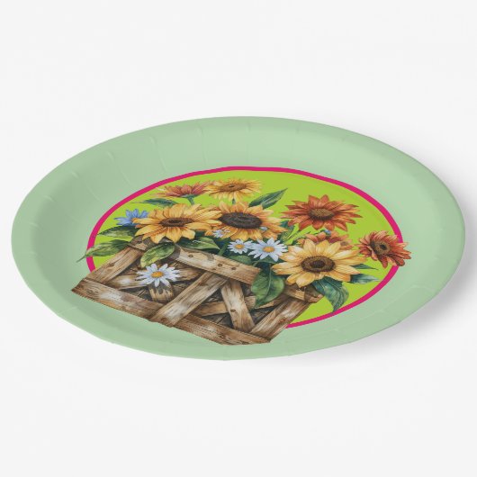 Country Sunflowers Pappteller (Schrägansicht)