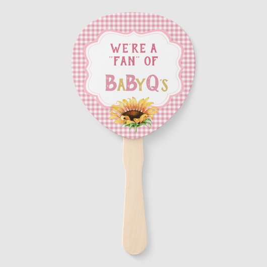 Country Sunflowers Pink Gingham Karo BabyQ Fächer (Vorderseite)