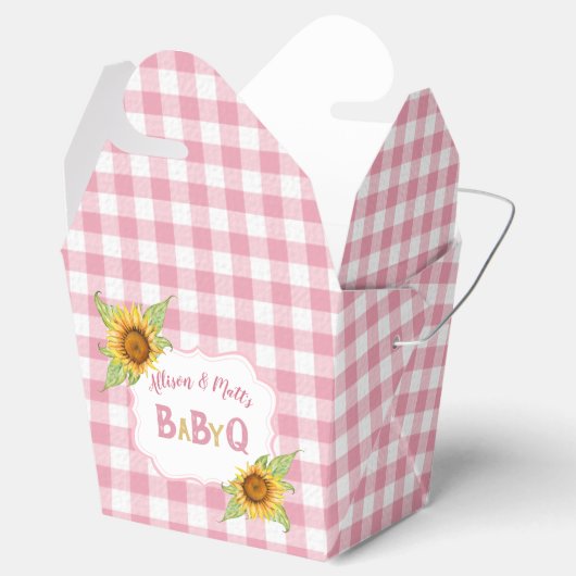 Country Sunflowers Pink Gingham Karo BabyQ GRILLEN Geschenkschachtel (Geöffnet)
