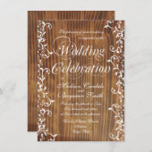 Country Swirl Rustic Wood Wedding Einladungen (Vorne/Hinten)