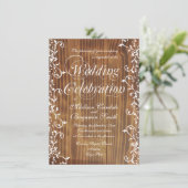 Country Swirl Rustic Wood Wedding Einladungen (Stehend Vorderseite)