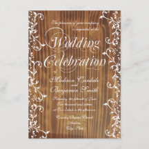 Country Swirl Rustic Wood Wedding Einladungen