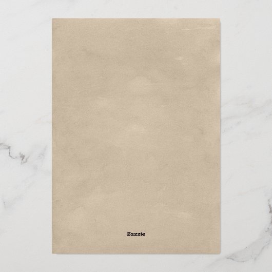 Country Tan Wasserfarben Blätter & Hochzeit Folieneinladung (Rückseite)