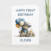 Country Teddy Bear 1st Birthday Karte (Vorderseite)