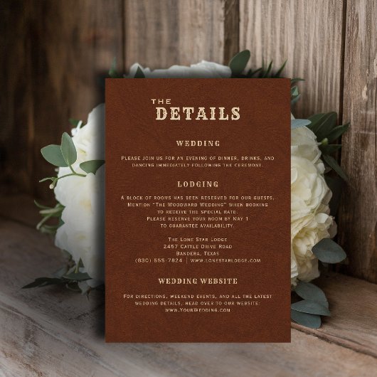 Country Terracotta Wedding Details Enclosure Card Begleitkarte