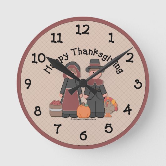 Country Thanksgiving Wall Clock Runde Wanduhr (Vorderseite)