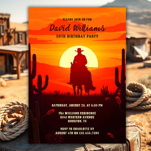 Country Theme Western Cowboy 50. Geburtstagsparty Einladung