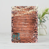 Country Türkise Cowboy Boots Brautparty Einladung (Stehend Vorderseite)