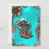 Country Türkise Cowboy Boots Brautparty Einladung (Rückseite)