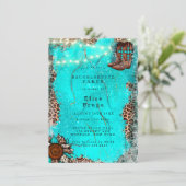 Country Türkise Cowboy Boots Junggeselinnen-Abschi Einladung (Stehend Vorderseite)