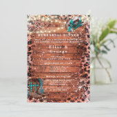 Country Türkise Cowboy Boots Probe Dinner Einladung (Stehend Vorderseite)