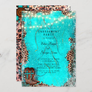 Country Turquoise Cowboy Boost Engagement Party Einladung