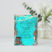 Country Turquoise Cowboy Boots Brunch & Bubbly Einladung (Stehend Vorderseite)