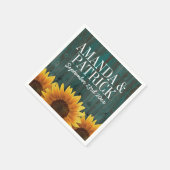 Country Turquoise Wood + Rustic Sonnenblumenhochze Serviette (Ecke)