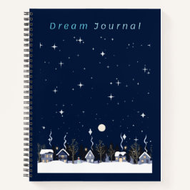 Country Village Nighttime Winter Sky Dream Journal Notizblock