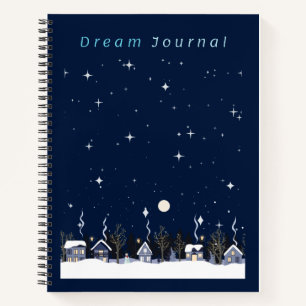 Country Village Nighttime Winter Sky Dream Journal Notizblock
