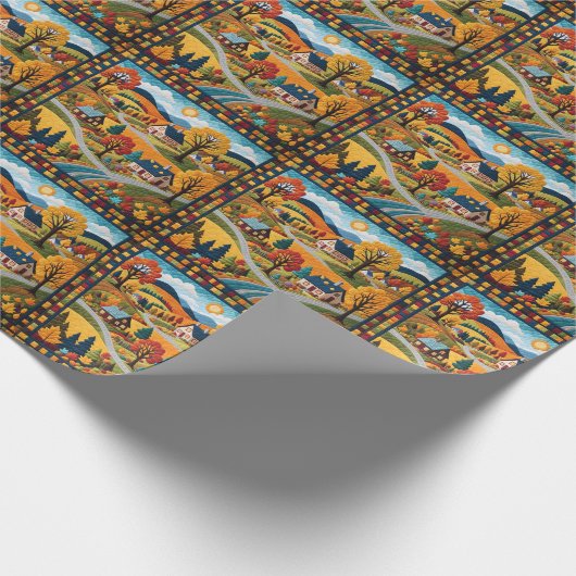 Country Village Quilt Design Geschenkpapier (Ecke)